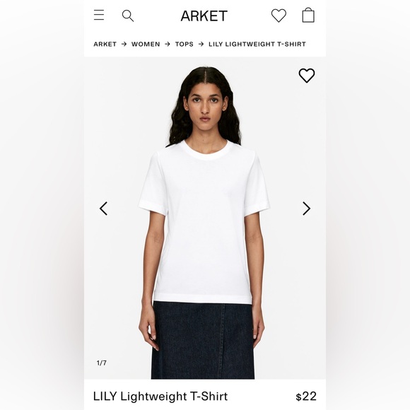 Arket Lily Lightweight T-Shirt in White (Size XS). - Picture 3 of 6